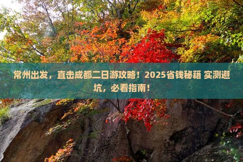 常州去四川成都二日游