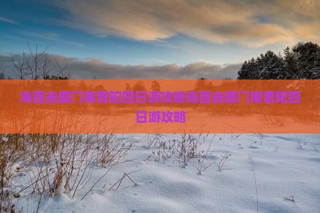海西去厦门南普陀四日游