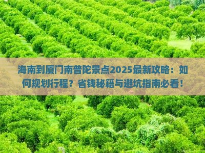 海南到厦门南普陀景点