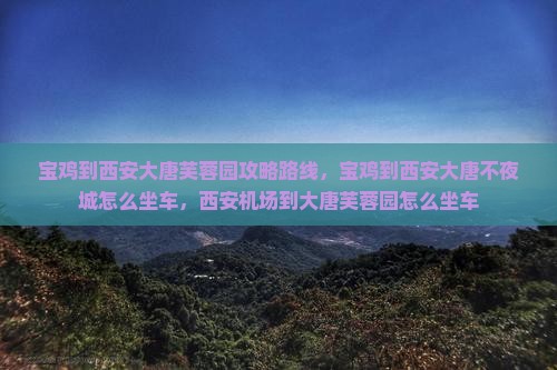 宝鸡到西安大唐芙蓉园攻略