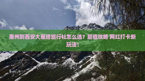 惠州到西安大雁塔旅行社