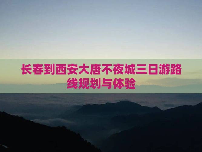 长春到西安大唐不夜城三日游