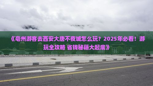 亳州去西安大唐不夜城哪里玩