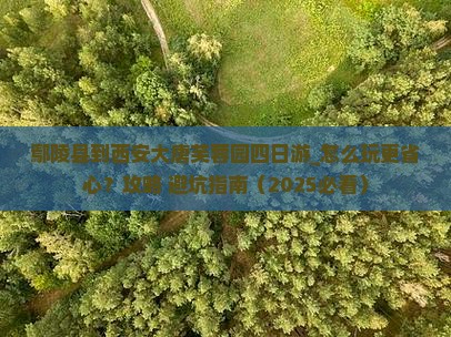 鄢陵县到西安大唐芙蓉园四日游