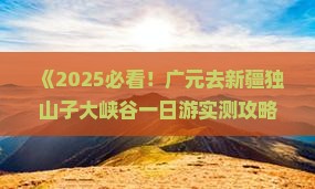 广元去新疆独山子大峡谷一日