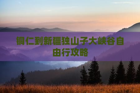 铜仁到新疆独山子大峡谷自由行