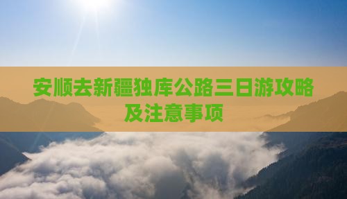 安顺去新疆独库公路三日游