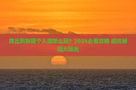 商丘到新疆个人游