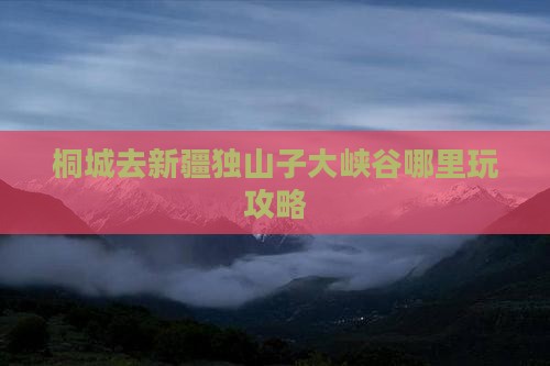 桐城去新疆独山子大峡谷哪里玩