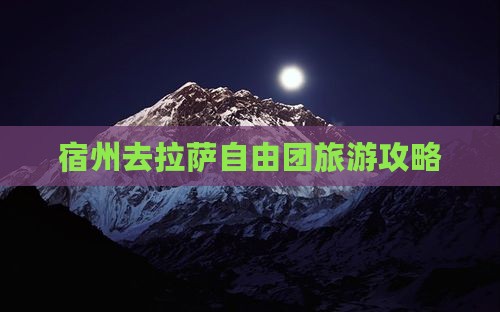 宿州去西藏拉萨自由团
