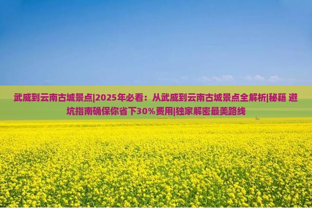 武威到云南古城景点