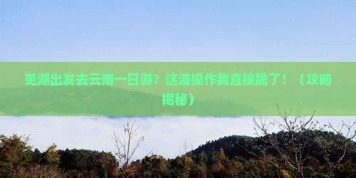 芜湖去云南一日