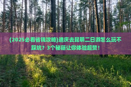 迪庆去云南昆明二日游