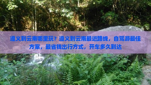 遵义到云南哪里玩
