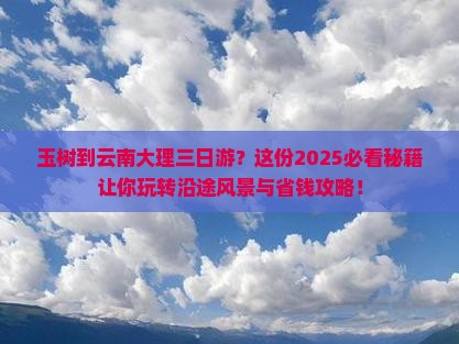 玉树到云南大理三日游