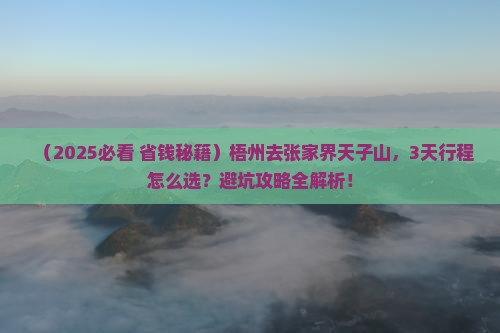 梧州去张家界天子山旅行社