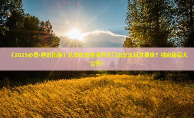 安庆到张家界天门山旅行社