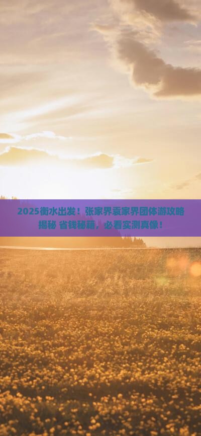 衡水到张家界袁家界团体旅游