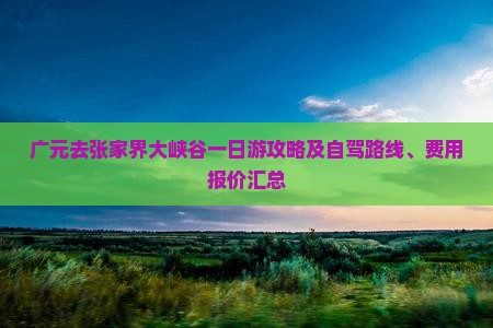 广元去张家界大峡谷一日