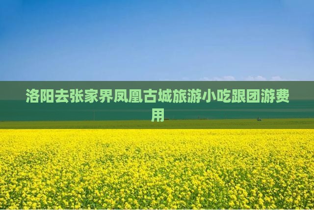 洛阳去张家界凤凰古城旅游小吃