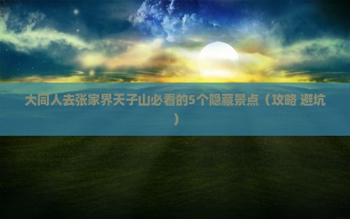 大同去张家界天子山必去地