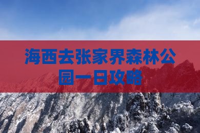 海西去张家界森林公园一日