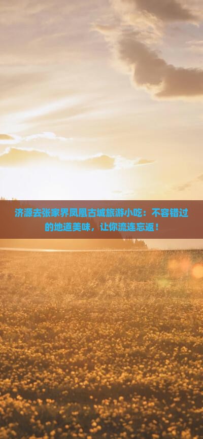济源去张家界凤凰古城旅游小吃