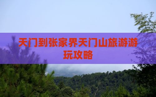 天门到张家界天门山哪里玩