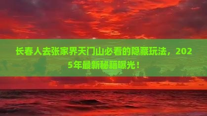 长春去张家界天门山必去地